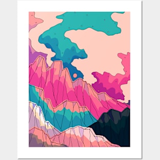 The pink and blue peaks Posters and Art